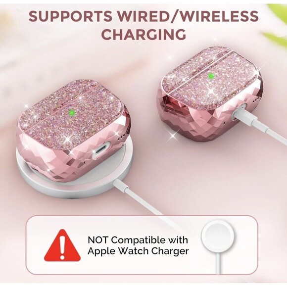 For AirPods 1 & 2 Case Cover Women Girls Glossy Smooth Hard Shell Rose Gold New - Picture 3 of 6